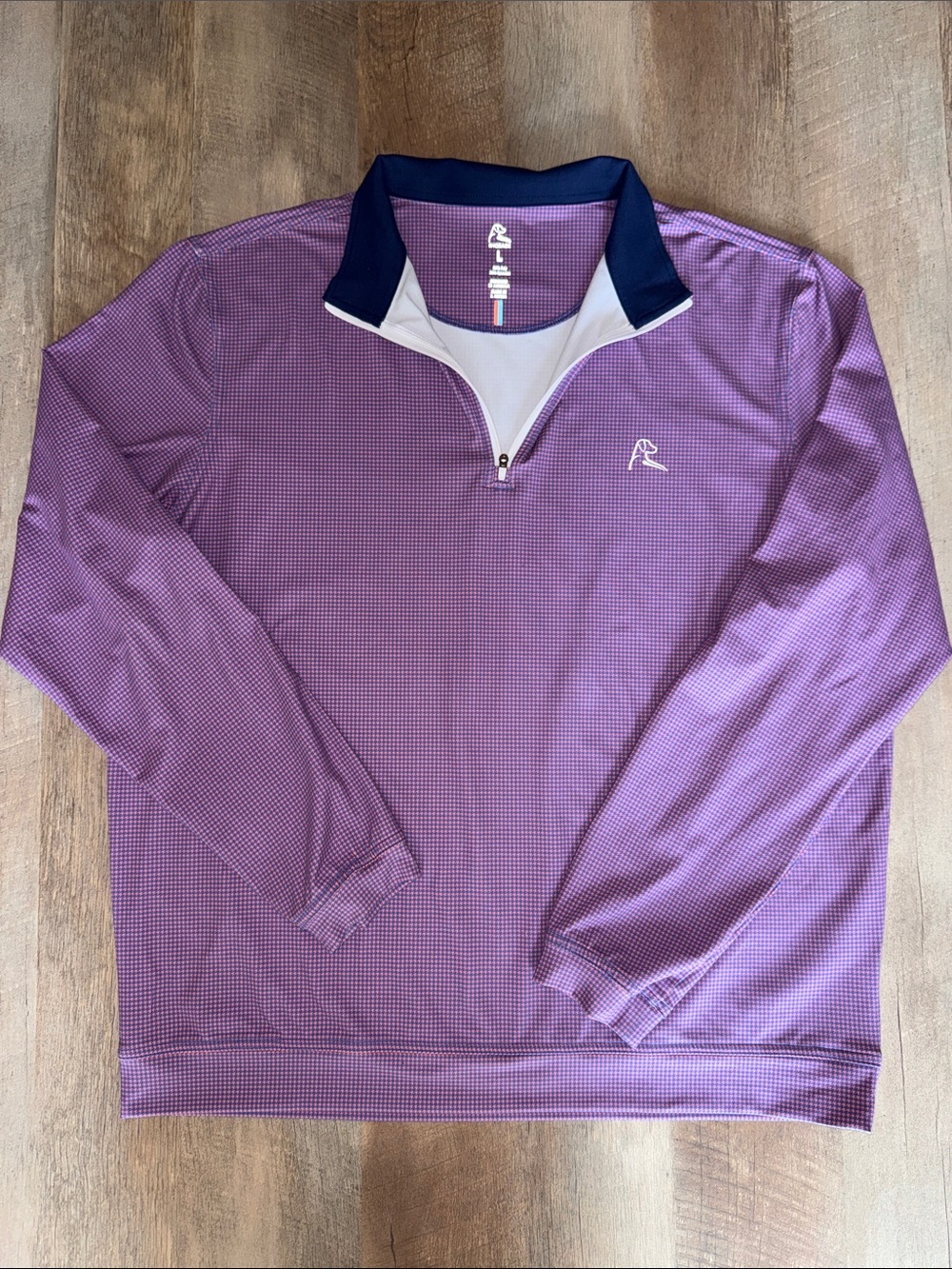 Rhoback Men’s Large Purple Micro-Houndstooth Quarter-Zip Pullover